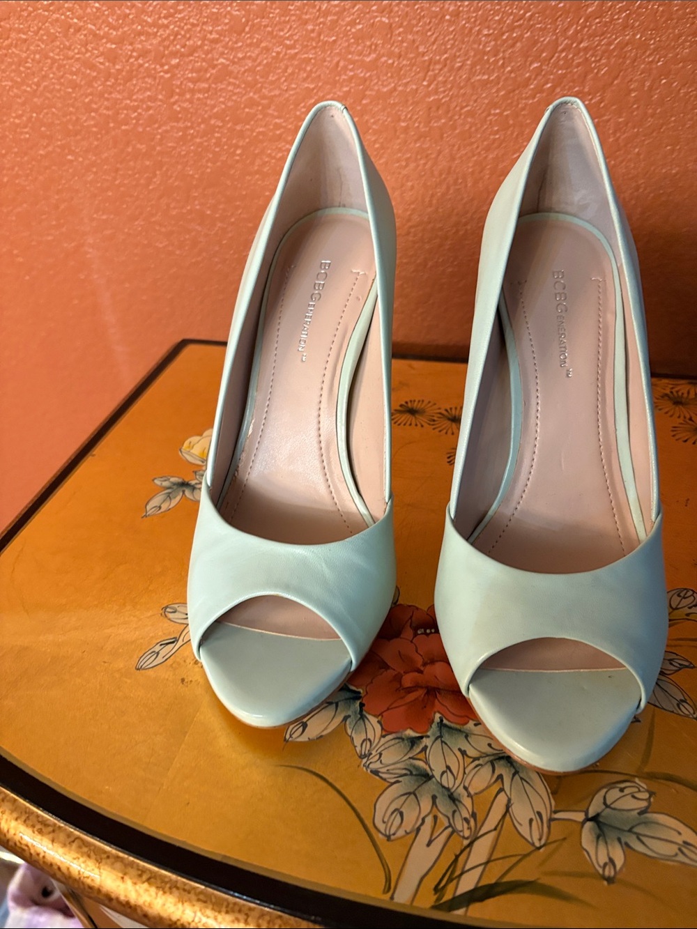 BCBGMaxAzria Mint Green Peep-Toe Heels